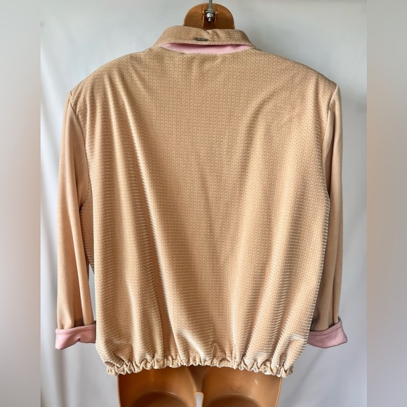 Vintage St. John Sport • Tan & Pink Velour Zippered Jacket • Large - Picture 3 of 7